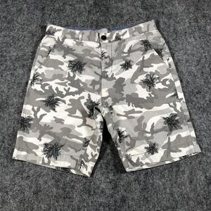 Five Four Shorts Mens 31 Gray Camo‎ Palm Tree Print Casual Flat Front Summer